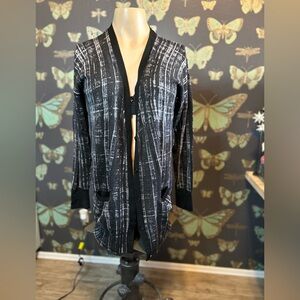 Banana Republic Long Line V-neck Cardigan Corporate Goth Black Gray